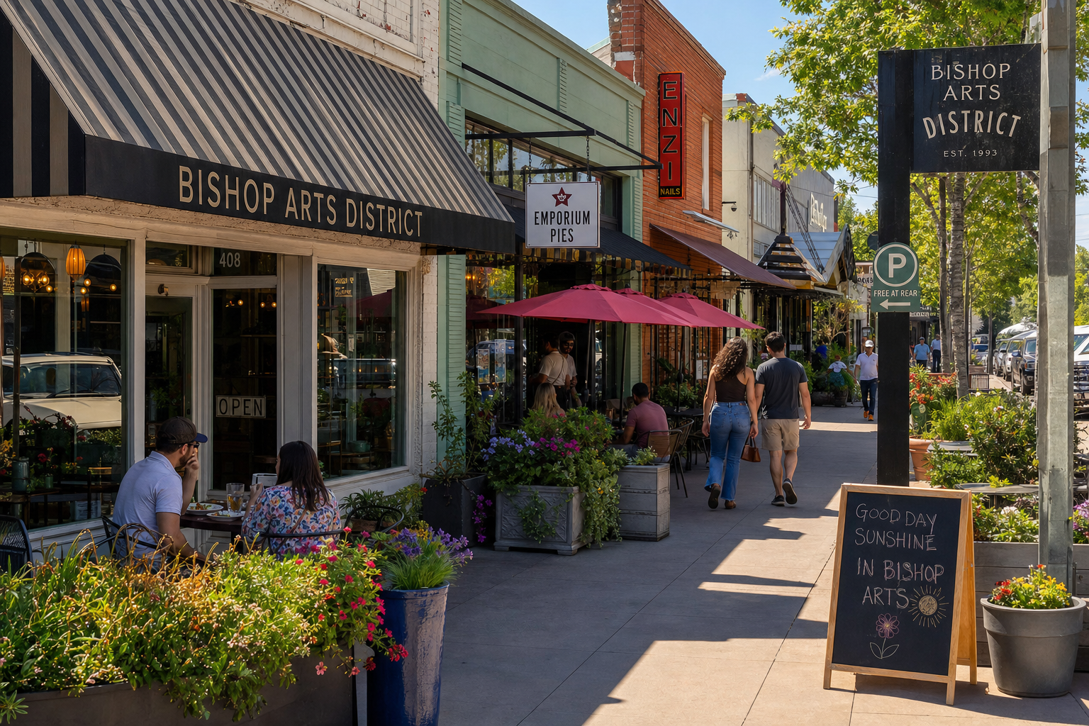 Bishop Arts District street scene in Oak Cliff Dallas